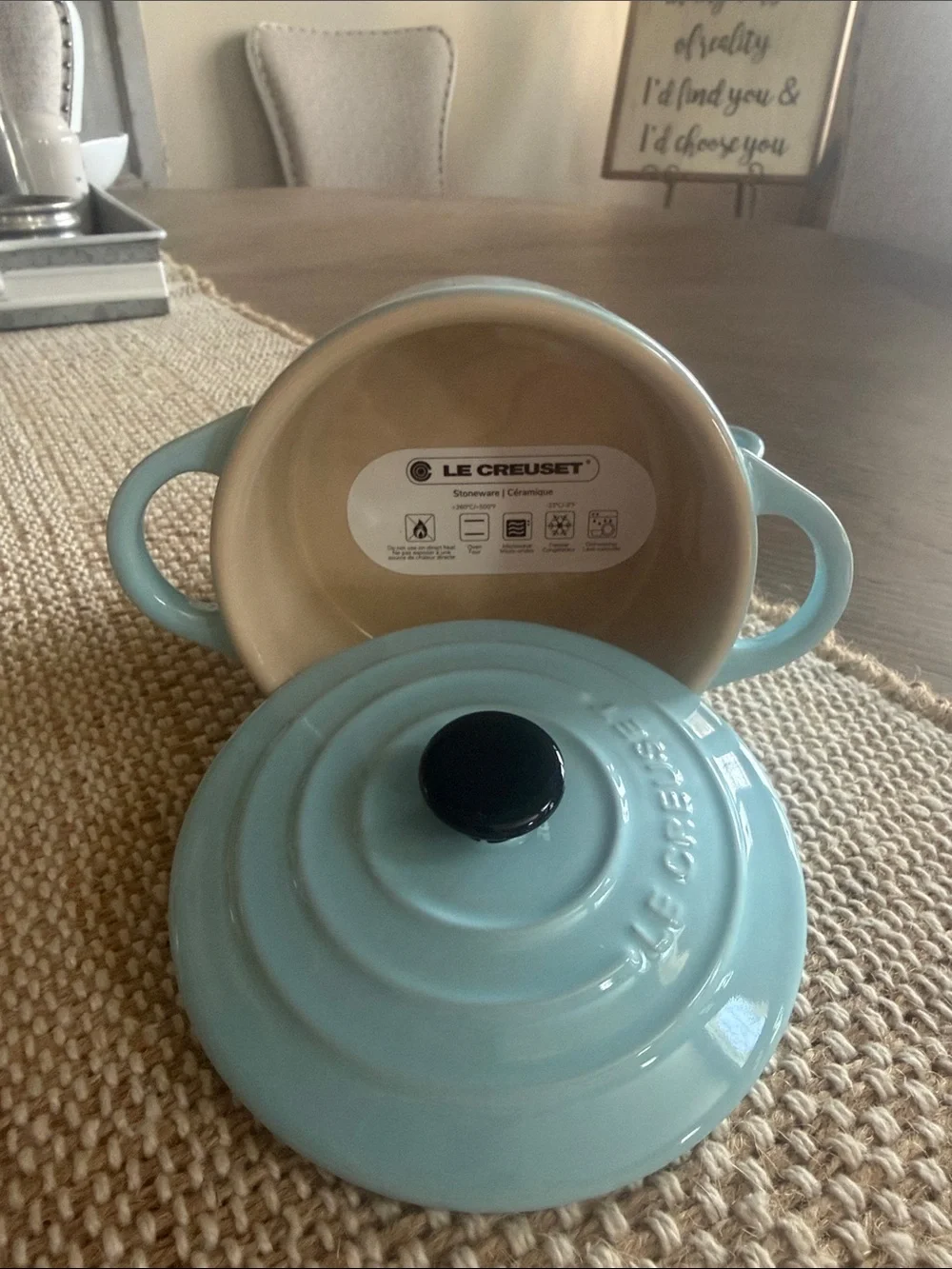 NWT Light Blue Enameled Cast Iron Mini Dutch Oven - LeCreuset